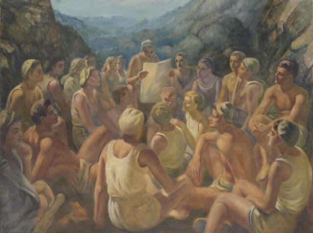 Кирил ЦОНЕВ (1896 – 1961), Бригадири, 1952, маслени бои върху платно, 147,5 х 186 см, Инв. № IV 2947